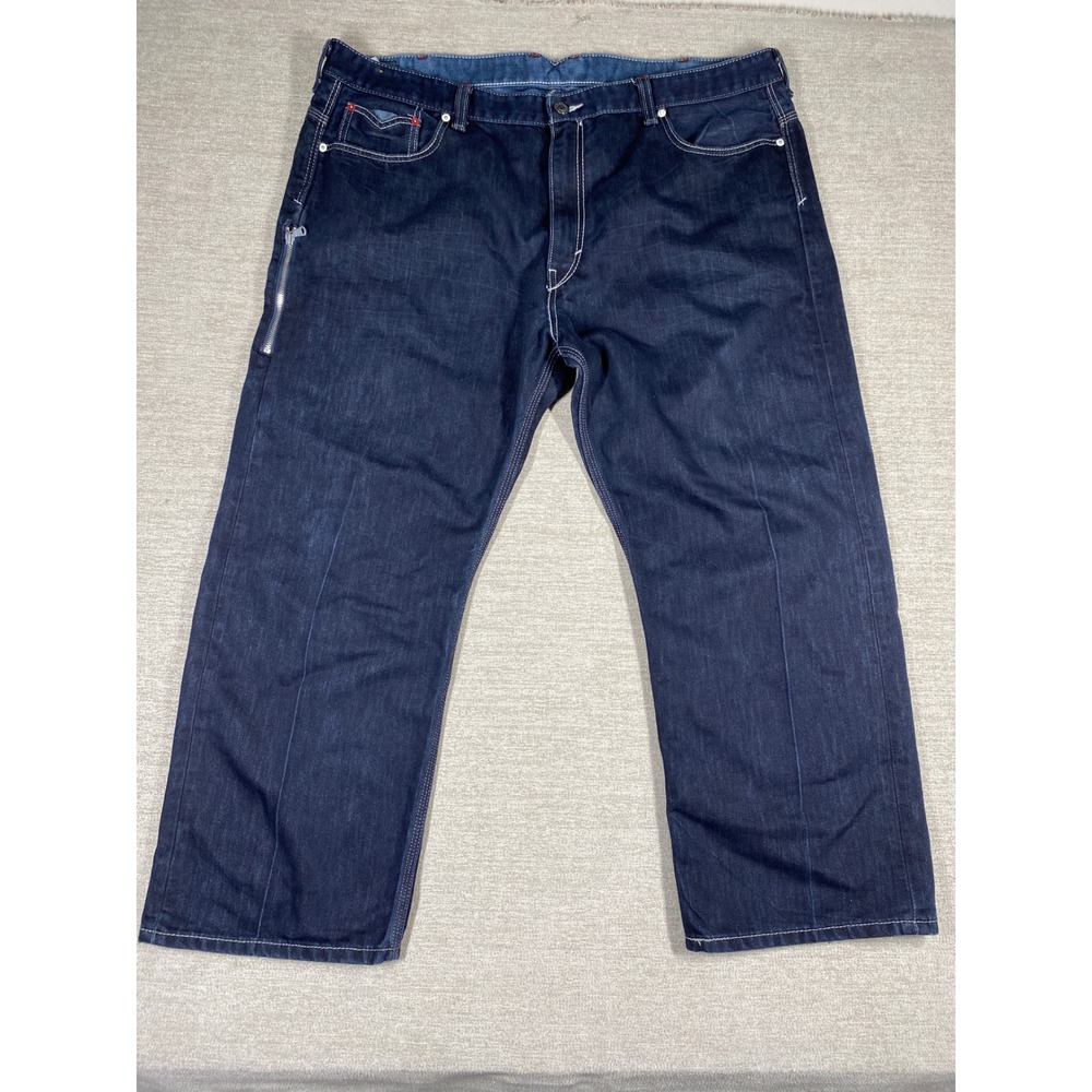 Levis 569 Loose Straight Jeans Mens 44x30 Dark Wash Denim Zipper Contrast Stitch